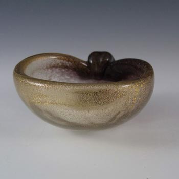 Archimede Seguso Polveri Gold Leaf Glass Shell Bowl - Labelled
