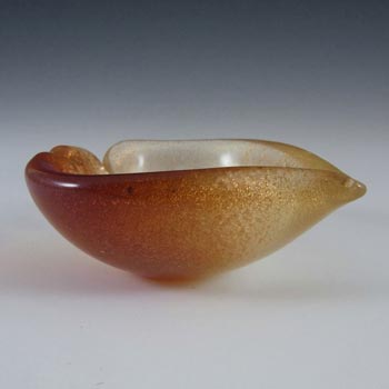 Archimede Seguso Polveri Gold Leaf Murano Glass Bowl