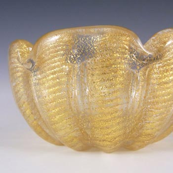 Barovier & Toso Murano Cordonato d'Oro Gold Leaf Glass Bowl