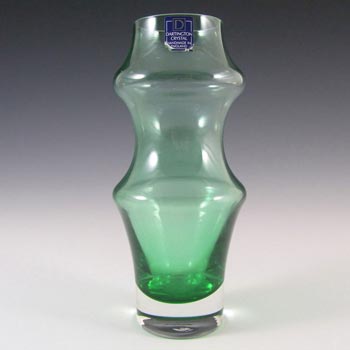 Dartington 1970's Green Cased Glass Hooped Vase - Labelled