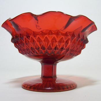 Davidson British Red Glass Footed Bowl- Labelled