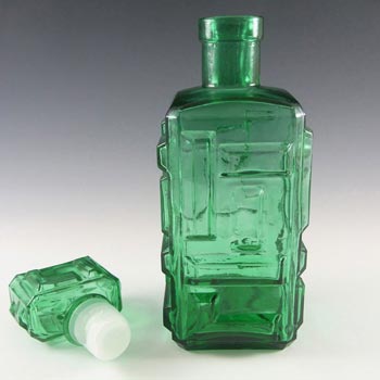 Empoli Italian Green Glass Geometric Decanter/Bottle