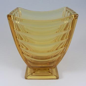Sowerby #2617 Art Deco 1930's Amber Pressed Glass Vase