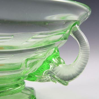 Sowerby #2614 LABELLED Art Deco Green Glass Elephant Bowl
