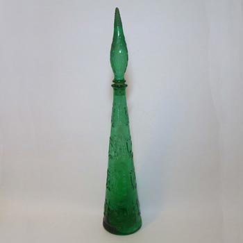 Empoli Large Italian Green Glass 'Zodiac' Decorative 'Genie' Bottle