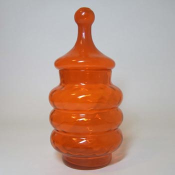 Empoli Italian Orange Hooped Glass Bon Bon Jar