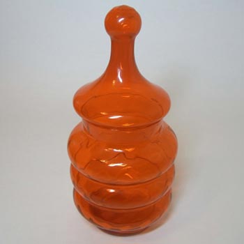 Empoli Italian Orange Hooped Glass Bon Bon Jar