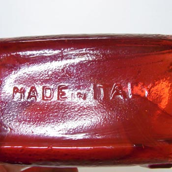 Empoli Italian Red Textured Glass Decanter/Bottle