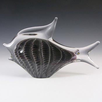 Large FM Konstglas/Marcolin Fumato Glass Fish - Signed + Labelled