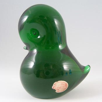FM Konstglas/Ronneby Swedish Green Glass Bird - Labelled