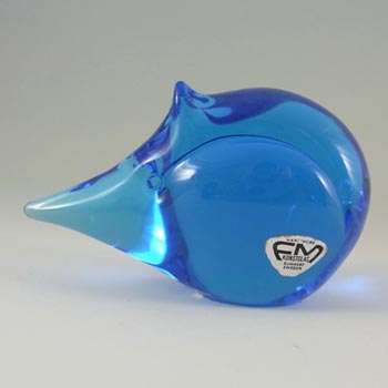 FM Konstglas/Ronneby Swedish Blue Glass Mouse - Labelled