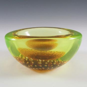 Galliano Ferro Murano Bullicante Amber & Uranium Glass Bowl