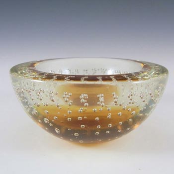 Galliano Ferro Murano Amber & Clear Glass Bubble Bowl