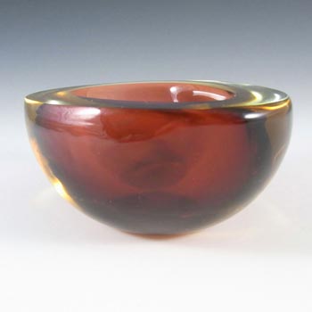 Murano Geode Brown & Amber Sommerso Glass Teardrop Bowl