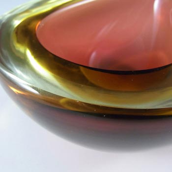 Murano Geode Brown & Amber Sommerso Glass Teardrop Bowl