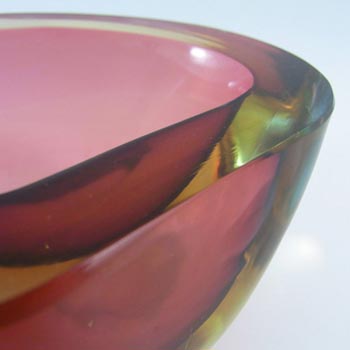 Murano Geode Pink & Amber Sommerso Glass Bowl