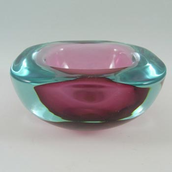 Archimede Seguso Murano Cased Glass Geode Bowl - Labelled