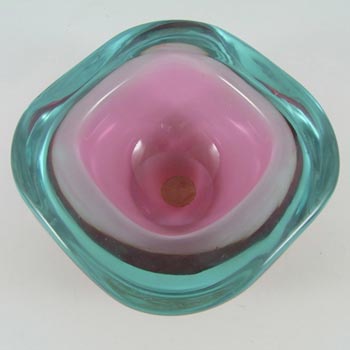 Archimede Seguso Murano Cased Glass Geode Bowl - Labelled