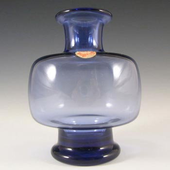 Holmegaard #18159 Per Lutken Blue Glass \'Safir\' Vase - Signed