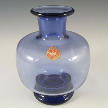 Holmegaard #18159 Per Lutken Blue Glass 'Safir' Vase - Signed