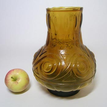 Empoli 1970's Italian Amber Textured Glass Vase