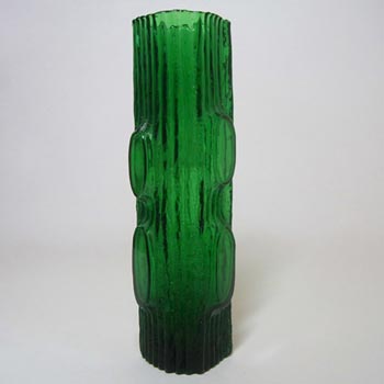 Japanese "My Lady" Bark Textured Green Glass Vase