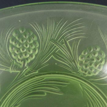 Jobling #5000 Art Deco Uranium Green Glass Fircone Bowl