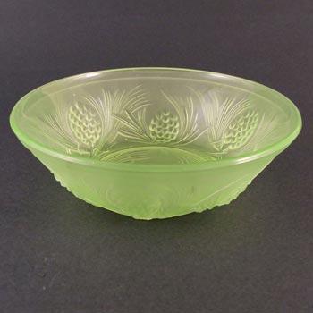 Jobling #5000 Art Deco Uranium Green Glass Fircone Bowl