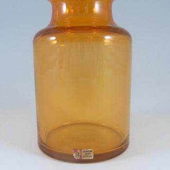 Lindshammar Gunnar Ander Swedish Orange Glass Vase - Label