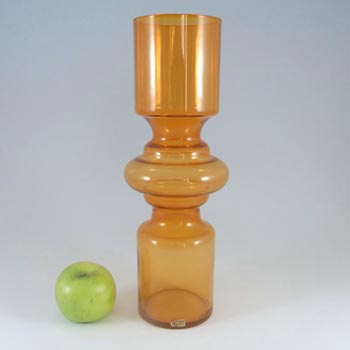 Lindshammar Gunnar Ander Swedish Orange Glass Vase - Label