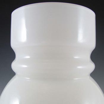 Lindshammar 1970's Swedish White Hooped Cased Glass Vase