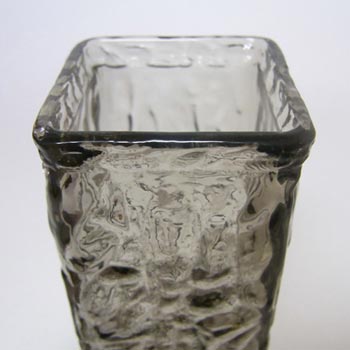 Davidson 70s British Smoky Bark Textured Glass "Luna" Vase