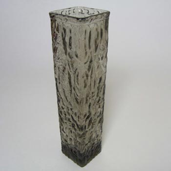 Davidson 70s British Smoky Bark Textured Glass "Luna" Vase