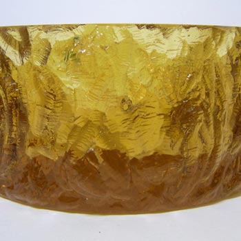 Davidson 70s British Amber Bark Textured Glass "Luna" Bowl