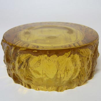 Davidson 70s British Amber Bark Textured Glass "Luna" Bowl