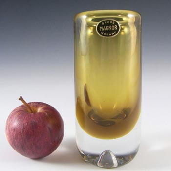 Magnor Norwegian 1970's Amber Glass Vase - Labelled