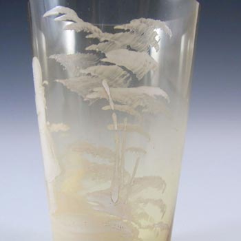 Mary Gregory Bohemian Hand Enamelled Amber Glass Tumbler