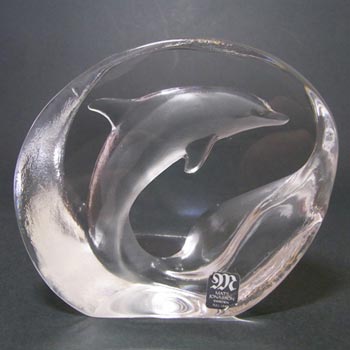 Mats Jonasson #3523 Glass Dolphin Paperweight - Signed