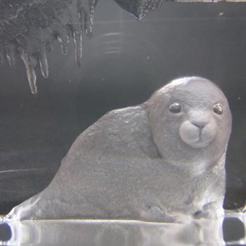 Mats Jonasson #3150 Glass Seal Paperweight - Signed