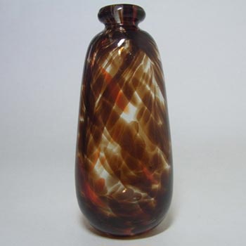 Mdina Glass 'Tortoiseshell' Vase w Button Rim - Signed