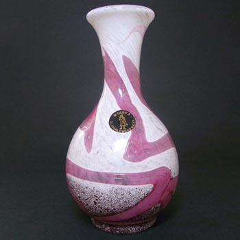 Mtarfa Pink & White Glass Vase - Signed + Labelled