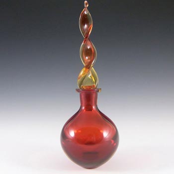 Murano Red + Amber Sommerso Glass Decorative Bottle