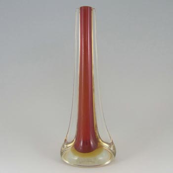 (image for) Murano/Sommerso 1950's Red & Amber Glass Stem Vase