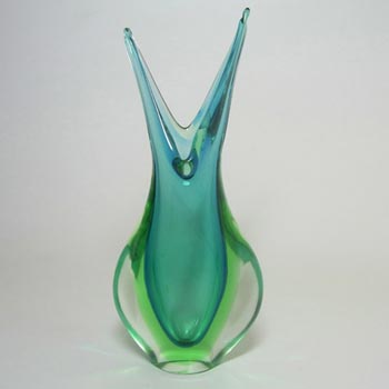 Murano/Venetian Green & Blue Sommerso Glass Vase