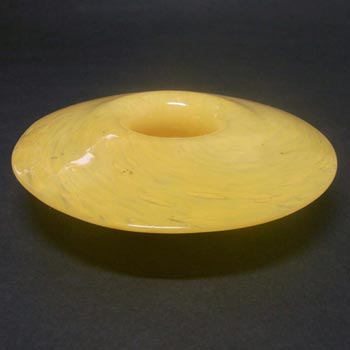 Nazeing Clouded Mottled Yellow Bubble Glass Posy Bowl