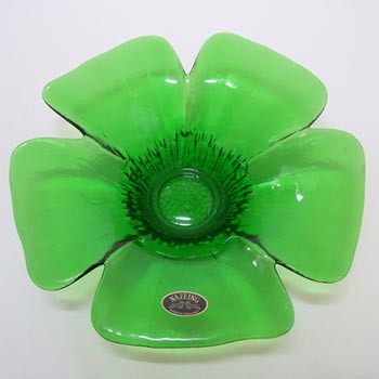 Nazeing British Green Glass \'Wild Rose\' Bowl - Labelled