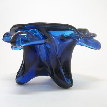 Unusual Blue Glass Organic Sculpture Bowl / Ashtray