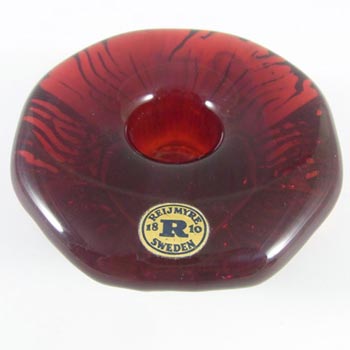 Reijmyre Swedish Red Glass Candlestick Holders - Label