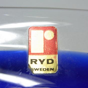 Ryd 1970's Swedish Blue Cased Glass Bowl - Labelled
