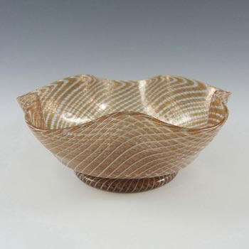 Salviati Filigree & Copper Aventurine Glass Bowl